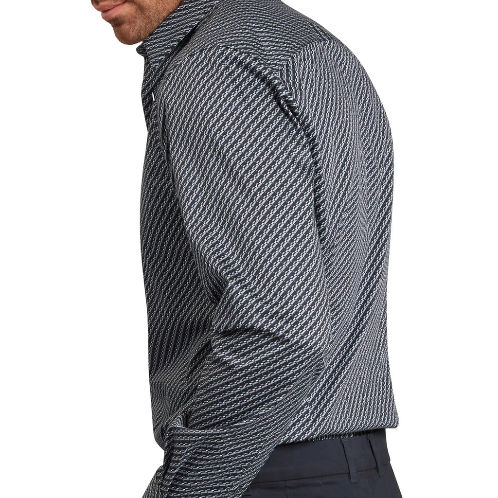 Men's Long Sleeve Geometric Print Button Down Shirt