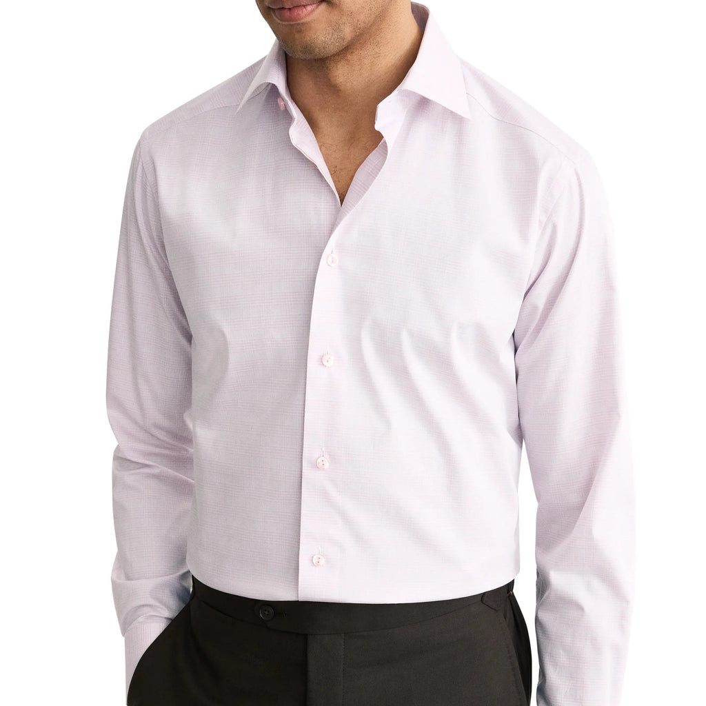 Men's Long Sleeve Light Pink Fine Striped Dress Shirt