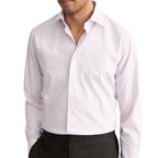 Men's Long Sleeve Light Pink Fine Striped Dress Shirt