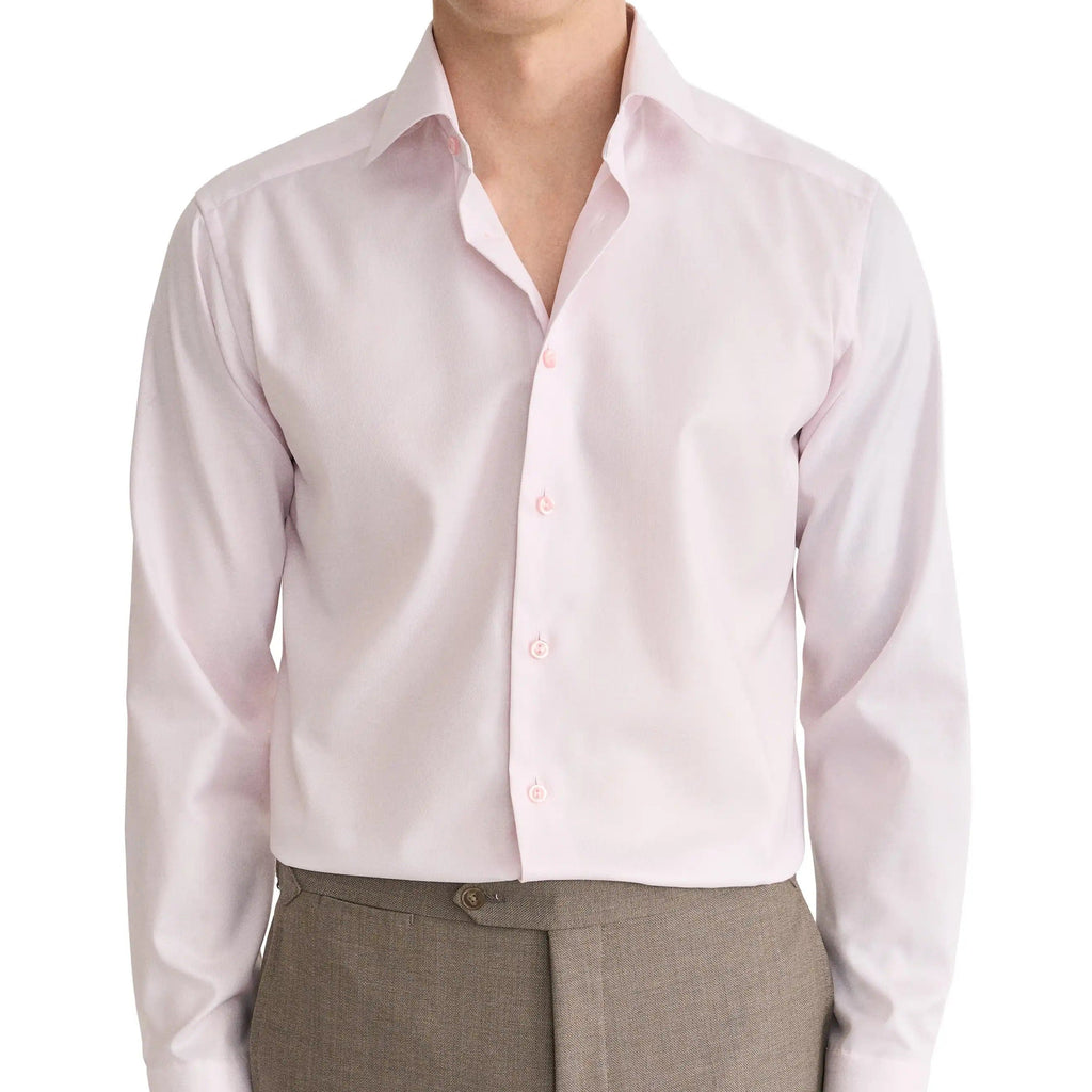 Men's Long Sleeve Light Pink Fine Striped Dress Shirt