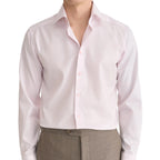 Men's Long Sleeve Light Pink Fine Striped Dress Shirt